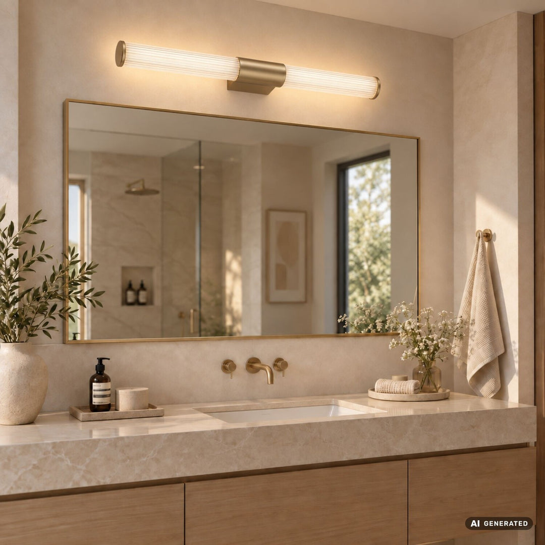 Koupelnové nástěnné svítidlo, Calyn, LED 15 W, 4000 K, 1450 lm, délka 60 cm, zlaté, IP44, 75105