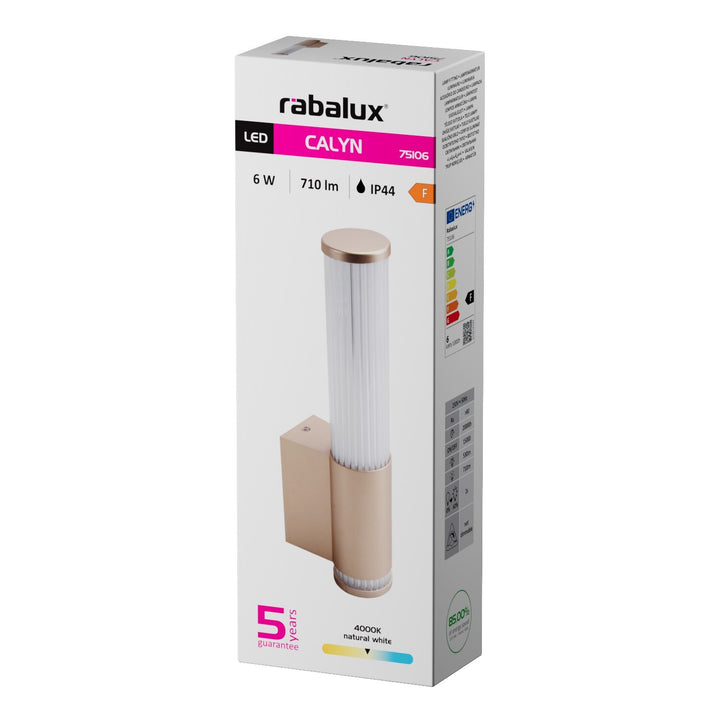 Koupelnové nástěnné svítidlo, Calyn, LED 6 W, 4000 K, 530 lm, výška 29 cm, zlaté, IP44, 75106