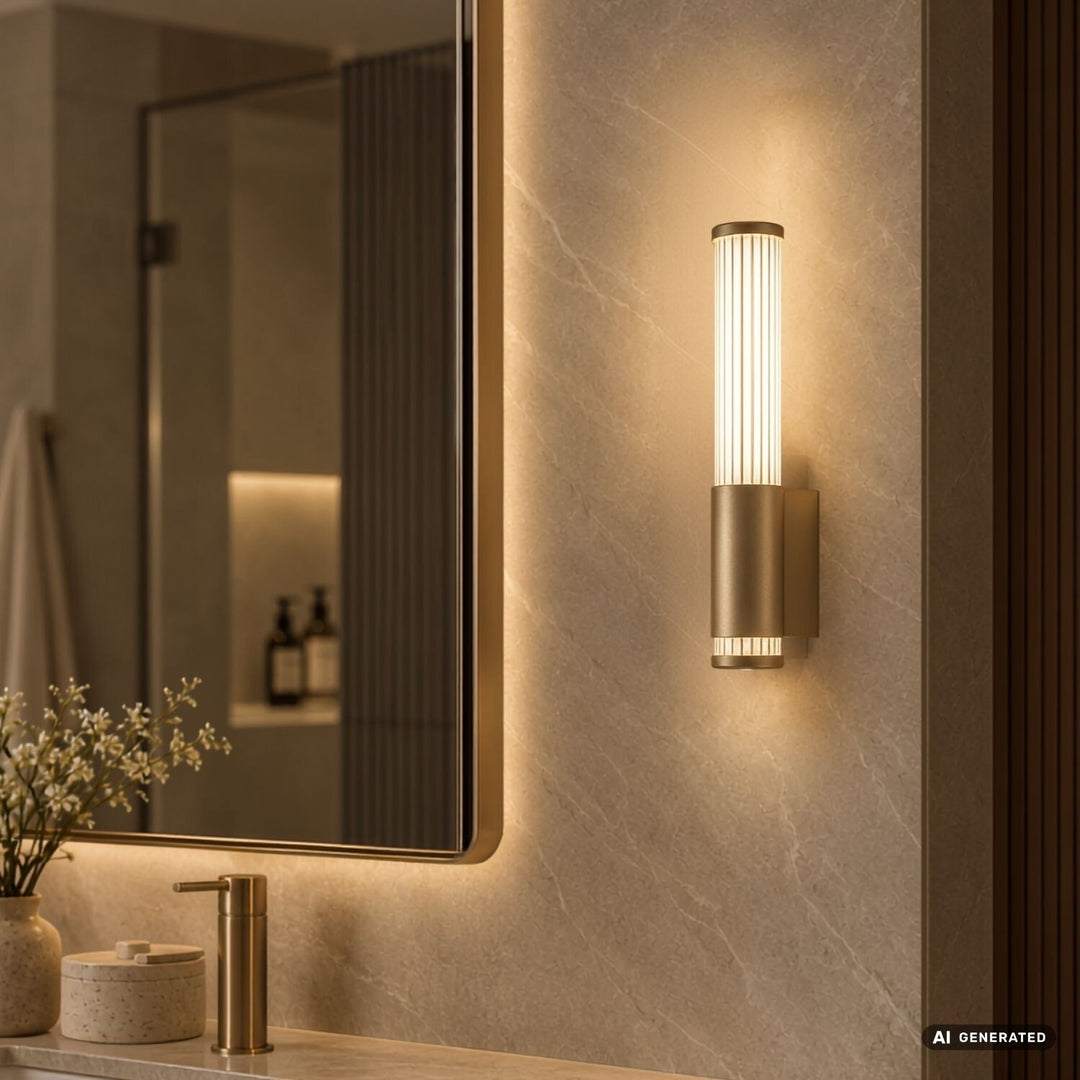 Koupelnové nástěnné svítidlo, Calyn, LED 6 W, 4000 K, 530 lm, výška 29 cm, zlaté, IP44, 75106
