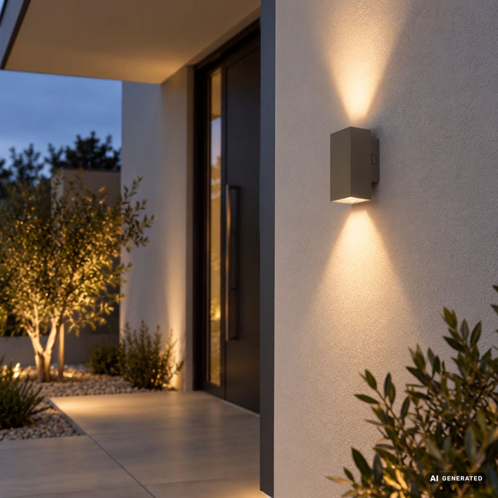 Venkovní nástěnné svítidlo, Urfa, LED 18 W, 1800 lm, barevná teplota 2700, 4000, 6500 K, výška 16 cm, IP65, šedá-béžová, 77215