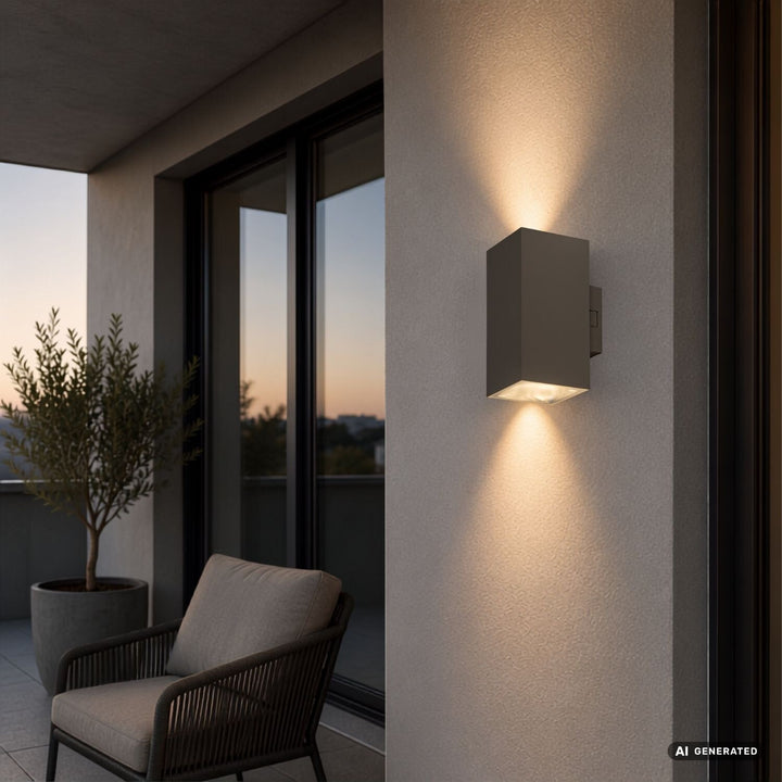 Venkovní nástěnné svítidlo, Urfa, LED 18 W, 1800 lm, barevná teplota 2700, 4000, 6500 K, výška 16 cm, IP65, šedá-béžová, 77215