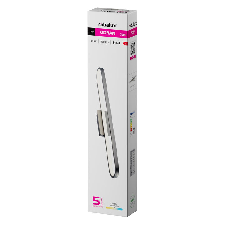 Koupelnová nástěnná lampa, Odran, LED 18 W, 1350 lm, 4000 K, délka 60 cm, barva gunmetal, IP44, 75115