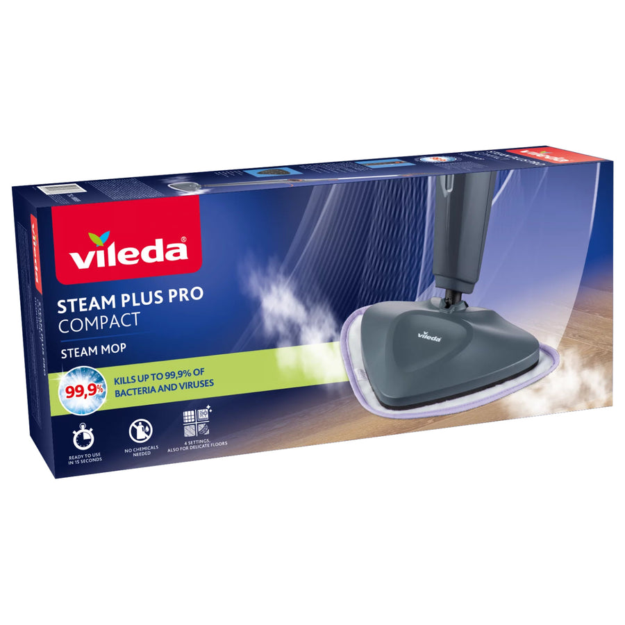 Parní mop Vileda Steam Plus Pro, ničí 99,9 % bakterií, rychle se zahřívá, vhodný pro všechny typy podlah, 180839