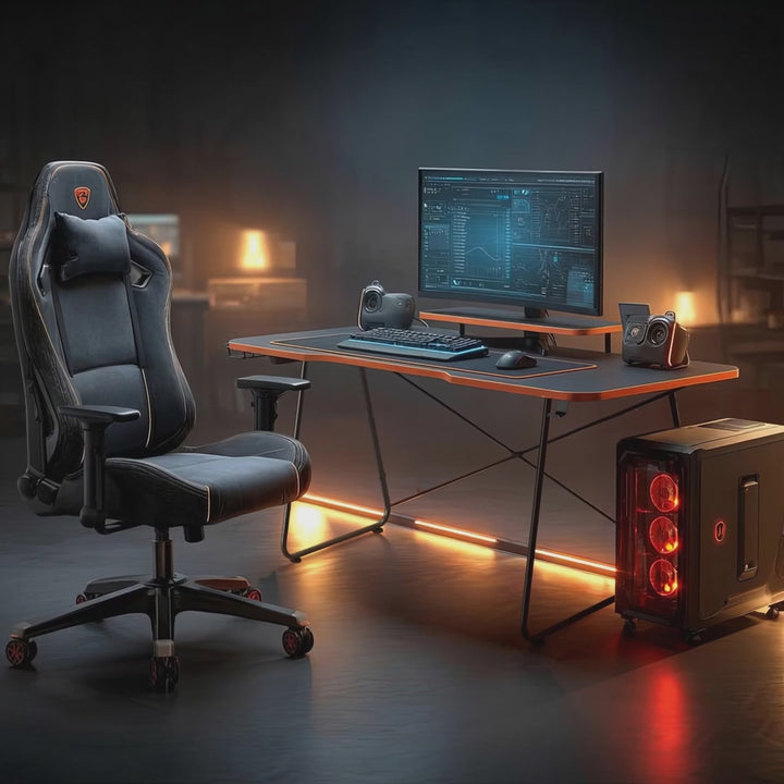 Herní stůl s policí na monitor NanoRS, max. 50 kg, výška 850 mm, černý, RS170