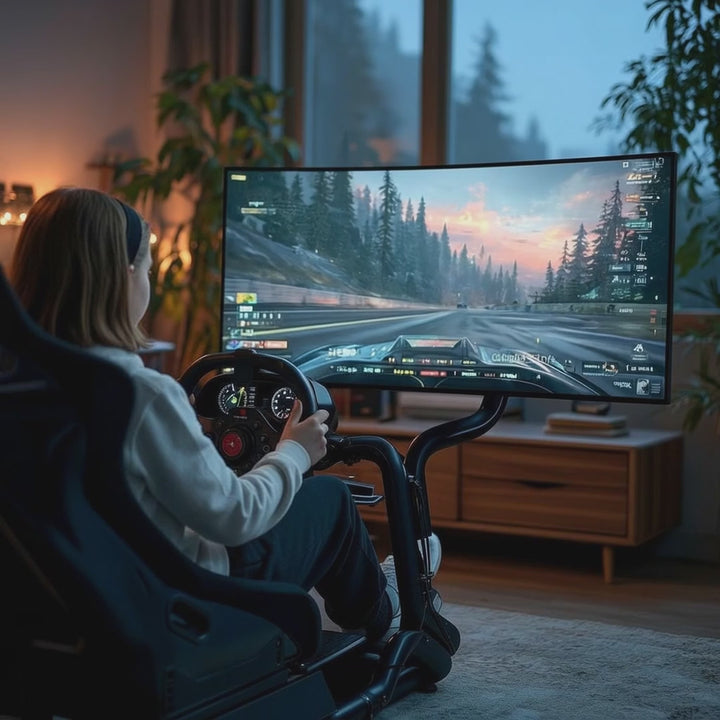 Závodní simulátor Kokpit 3 v 1 Hrací sedačka do 130 kg Držák řadicí páky Stojan na volant Držák na TV do 50" Max. Vesa 400x200 ...