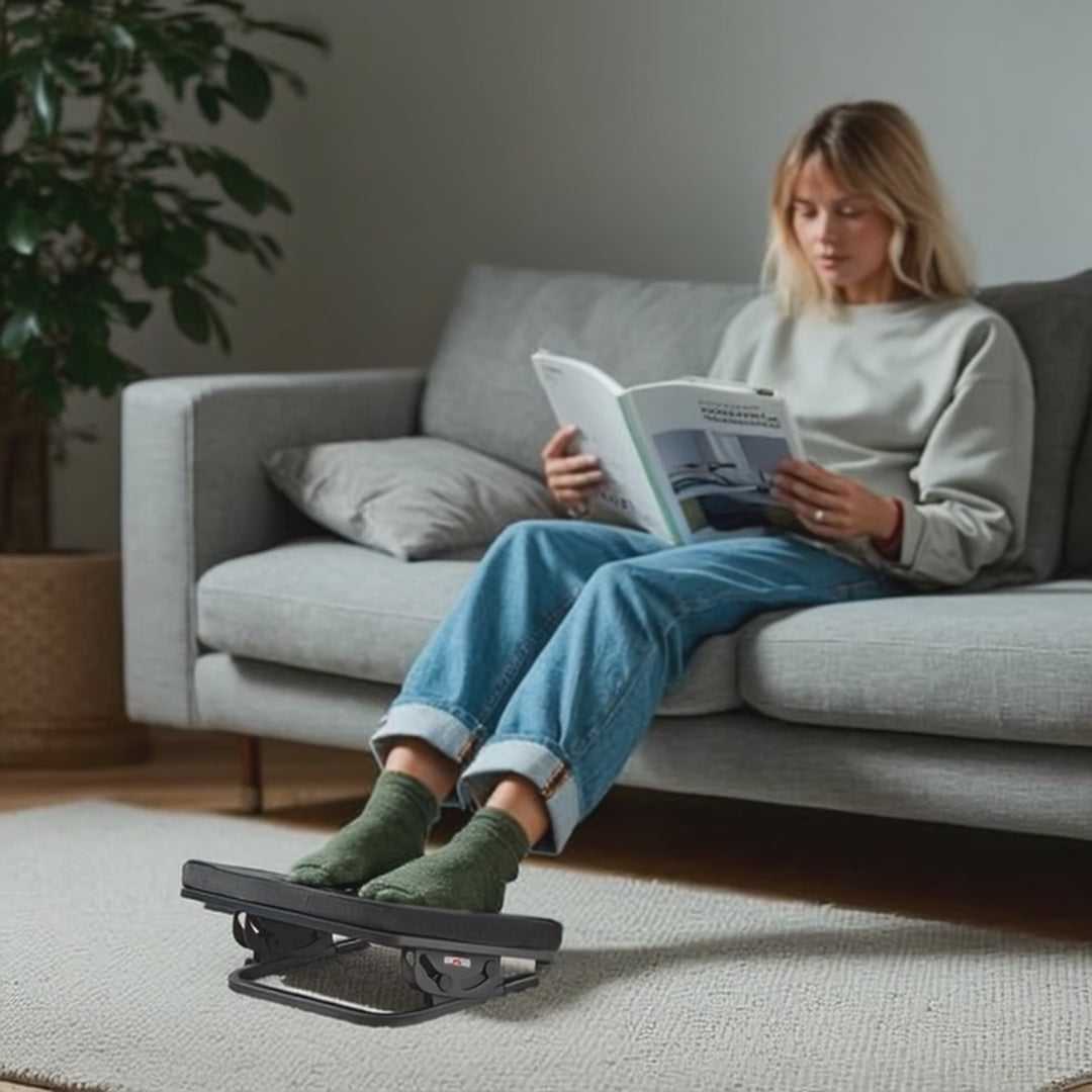 Ergonomická opěrka nohou Maclean, plynule nastavitelný úhel, odnímatelný polštář, MC-460