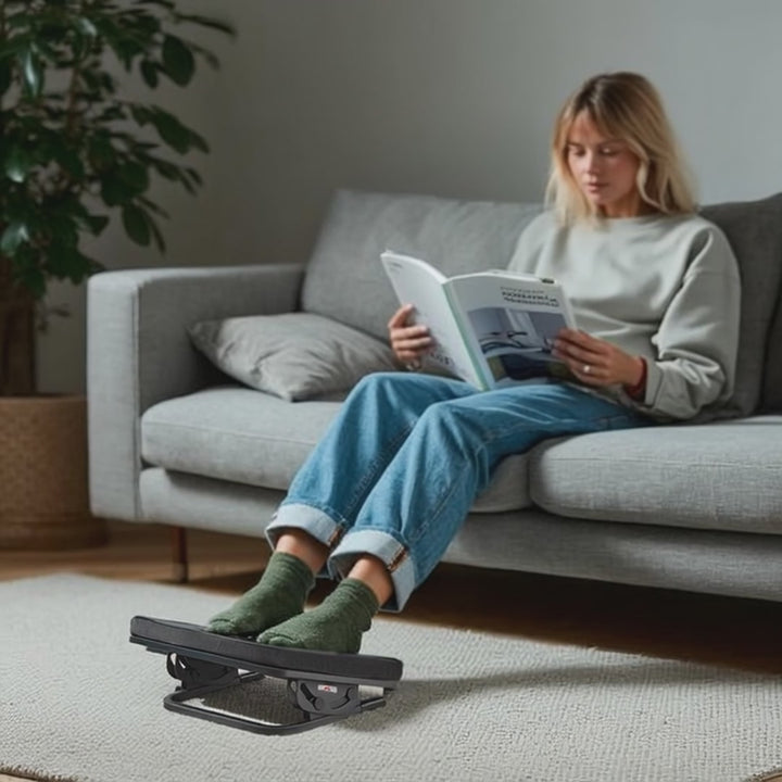 Ergonomická opěrka nohou Maclean, plynule nastavitelný úhel, odnímatelný polštář, MC-460