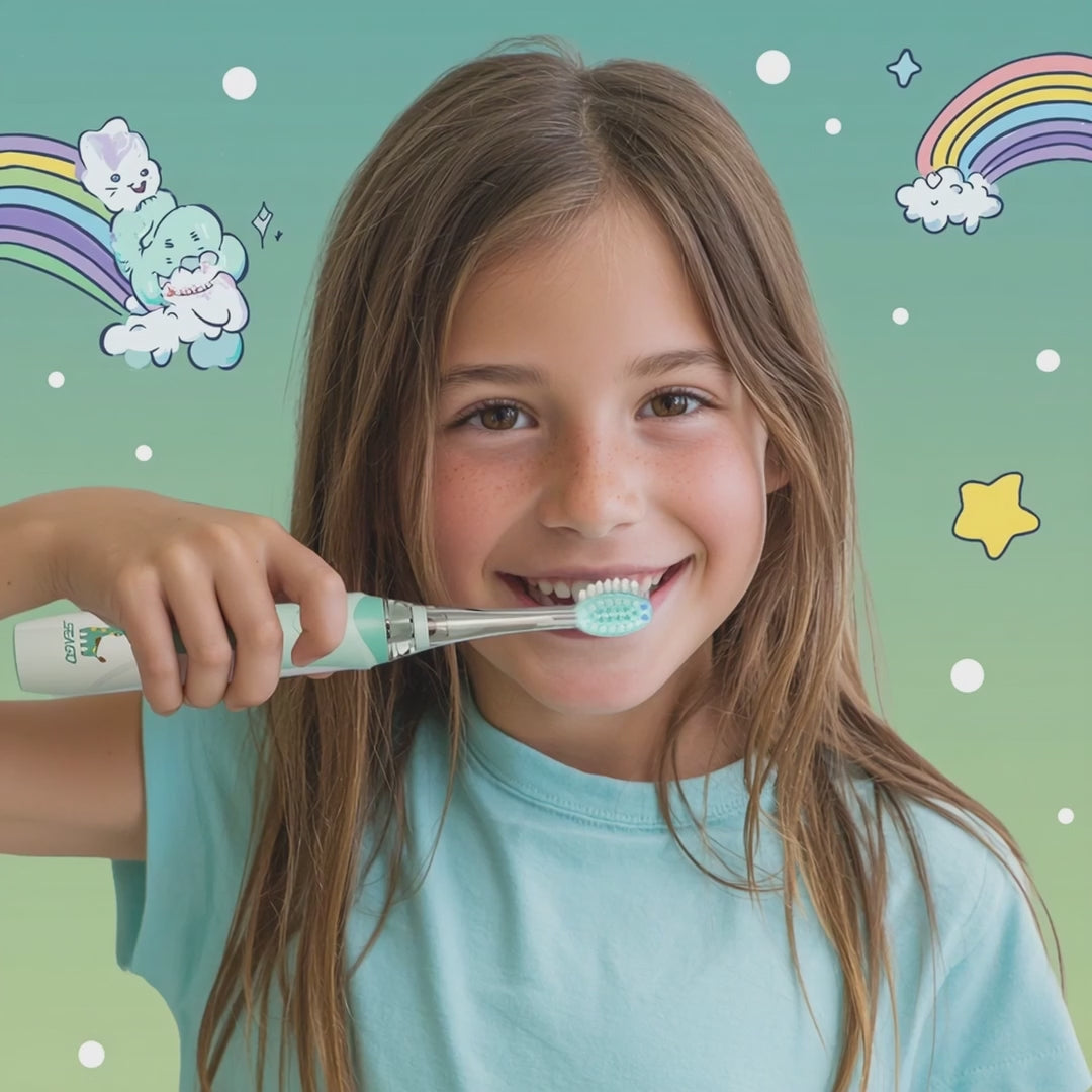 Dětský sonický zubní kartáček SEAGO, růžový, 1xAA 1,5V (není součástí balení), 3 koncovky, SG-977 Pink