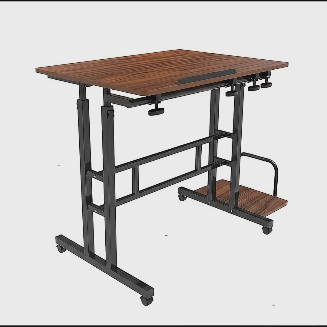 Mobilní stůl na notebook Maclean, černý, deska 80x60 cm, max. 50 kg, nastavení výšky 67-115 cm, MC-124 B