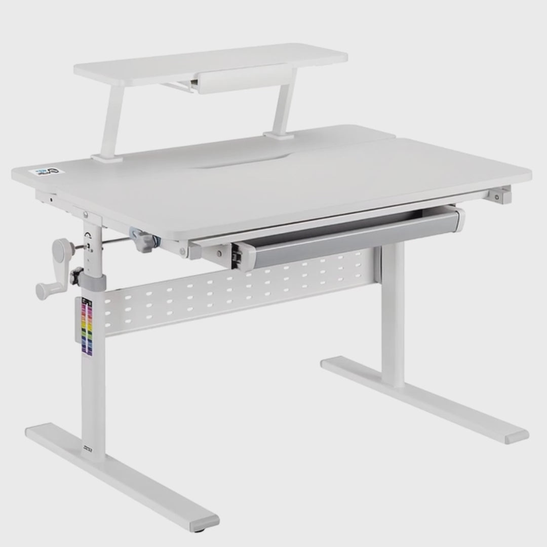 Dětský stůl Ergo Office, výškově nastavitelný, šedý, max. 40 kg, 900x600 mm, ER-483