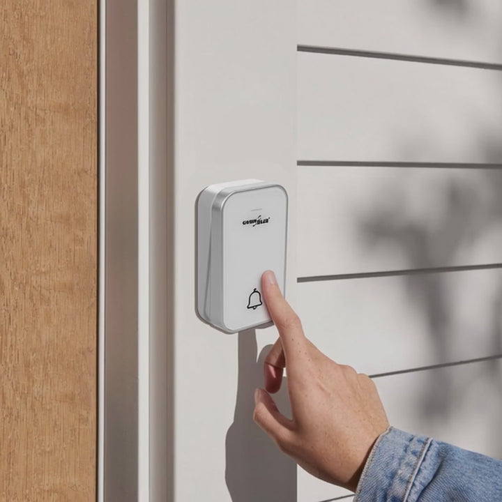 Kinetický bezdrátový zvonek bez baterií, 38 melodií, bílý, dosah až 200 m, IP44, GreenBlue GB157 W