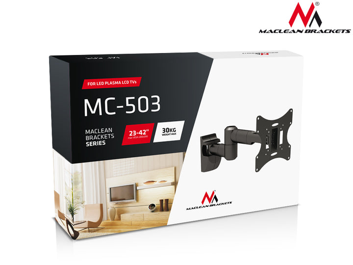 Věšák pro televizor nebo monitor 23-42" 30kg universální Maclean MC-503A stříbrný max vesa 200x200
