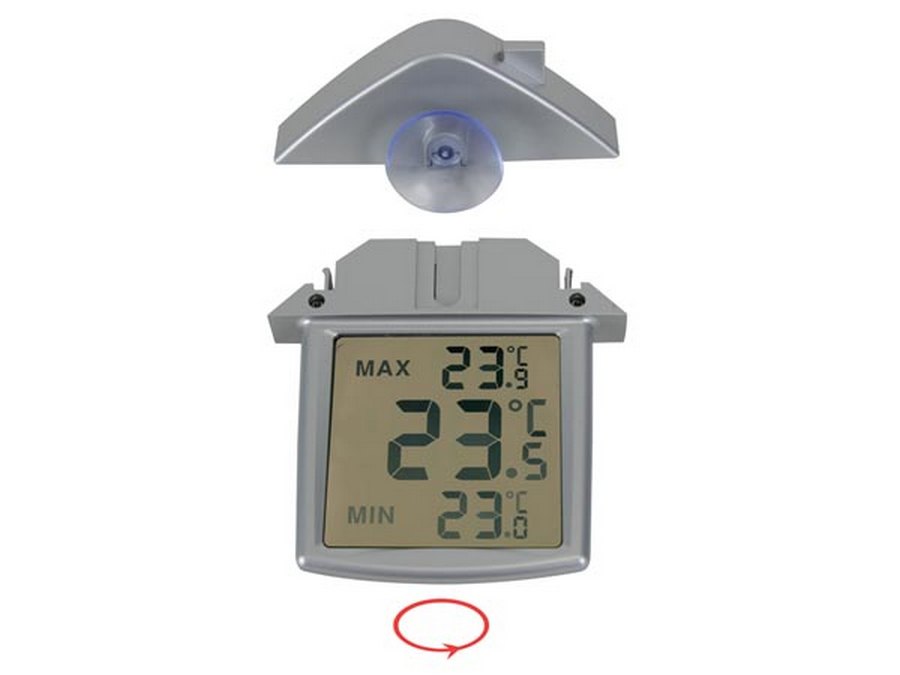Digitální průhledný teploměr na okno okenní  vnitřní a venkovní