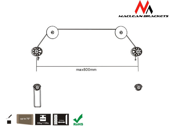 Držák TV pro televize LED 32-70" Maclean MC-557 až 50 kg!