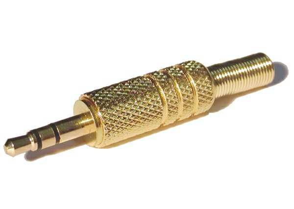 Připojte malý 3,5mm stereo zlatý konektor s kovovým krytem
