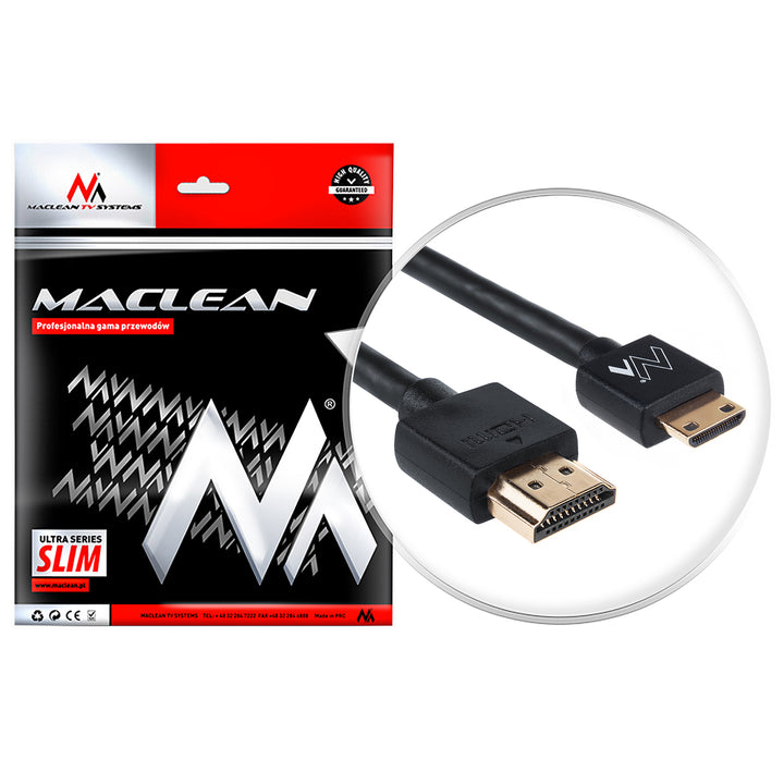 Kabel HDMI-miniHDMI ULTRA SLIM v1.4 2 m Maclean MCTV-712 AC