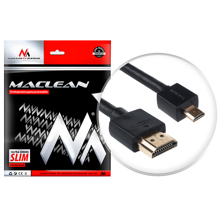 Kabel HDMI-microHDMI ULTRA SLIM v1.4 3m Maclean MCTV-723 A-D