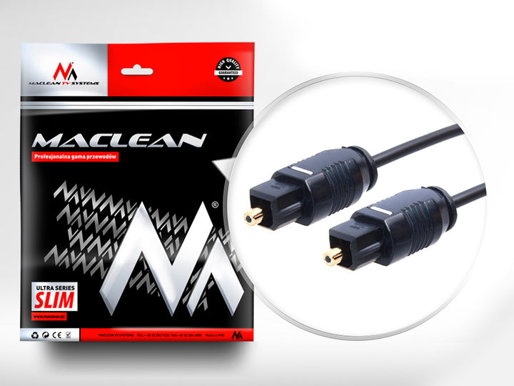 Optický kabel Toslink T-T ULTRA SLIM 1m Maclean MCTV-751