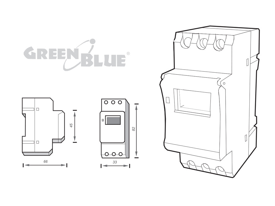 Programátor spínač - digitální časovač pro DIN lištu 16 programů max. 240 programů GreenBlue GB104