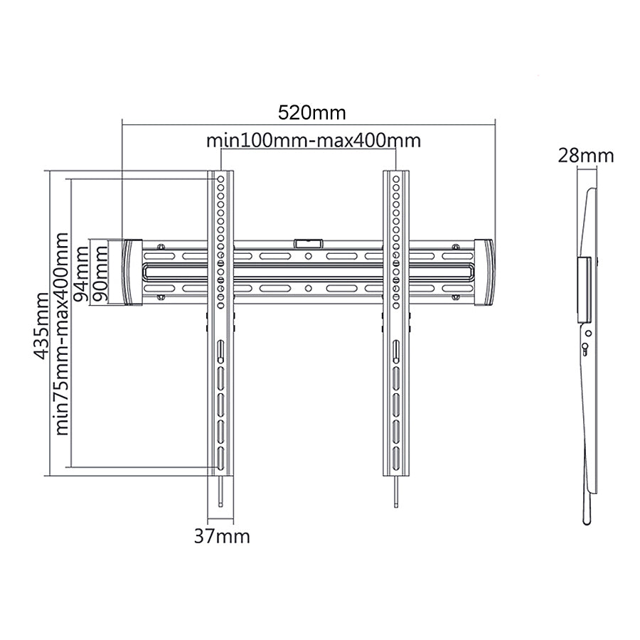 Držák pro TV 33''-55'' Maclean MC-643 max 30kg VESA 400x400 pro zakřivené TV