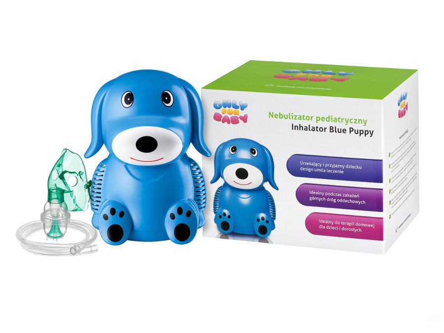 Kompresorový inhalátor pro děti sada 2 masky pejsek Only for Baby Blue Puppy