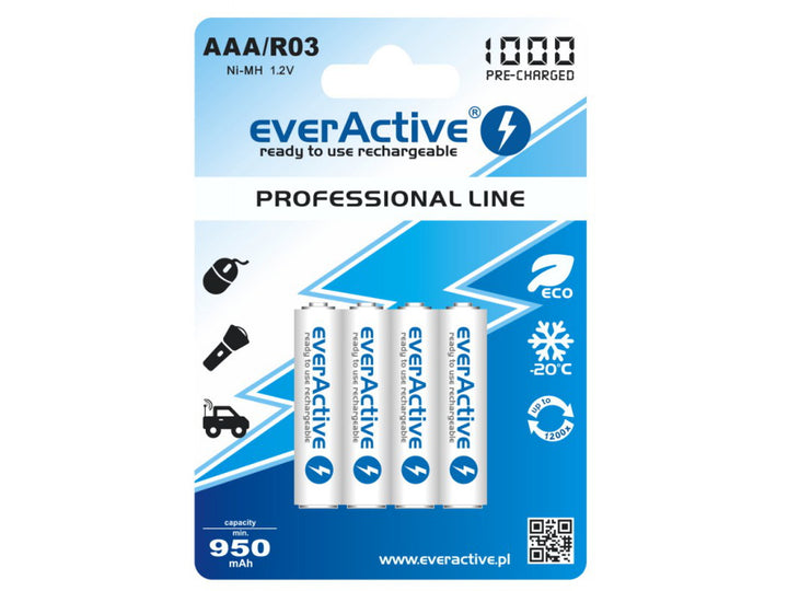 R03 / AAA everActive nabíjecí baterie Ni-MH EverActive R03 4 ks