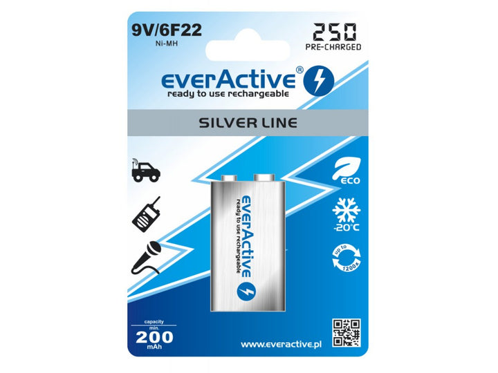 Baterie EverActive Ni-MH 9V 6F22 250mAh Silver Line