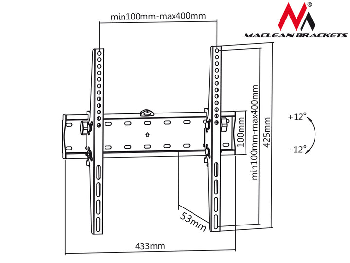 Držák pro TV 32-75'' barva černá Maclean MC-665  do 40 kg max VESA 400x400