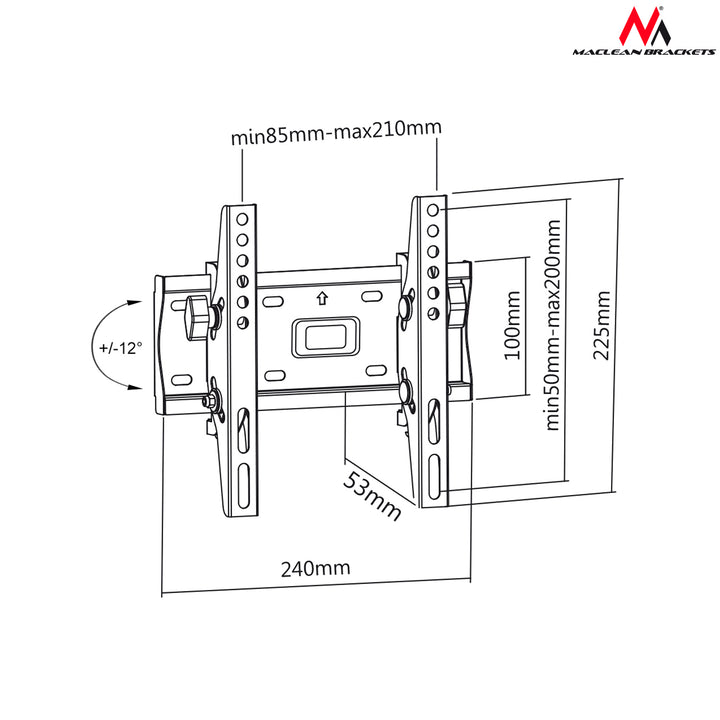 Univerzální držák televizoru nebo monitoru LCD, LED model Maclean MC-667 s velikostí obrazovky od 23''-42''  a max 30kg.