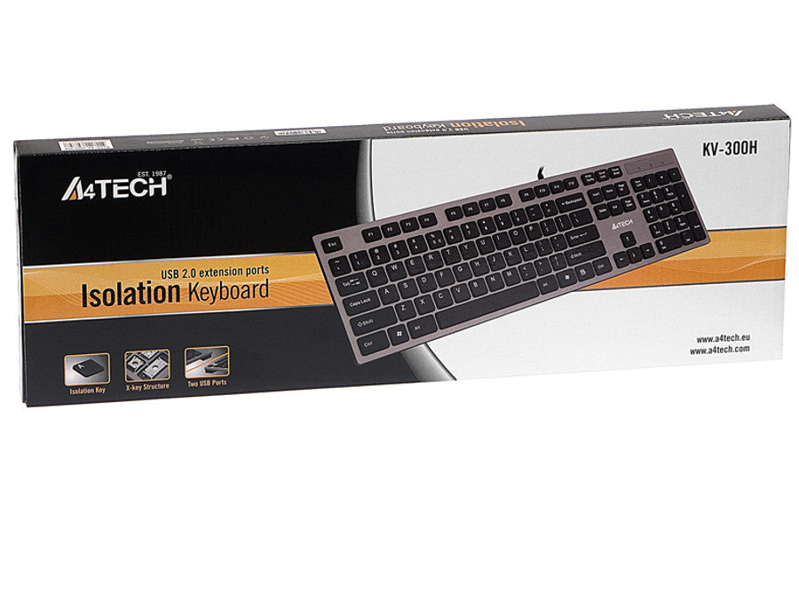 Klávesnice KV-300H Slim USB Hub USB A4-Tech ultra plochý