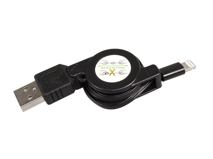 USB kabel bleskově zatahovací 8P černý Maclean MCTV-731