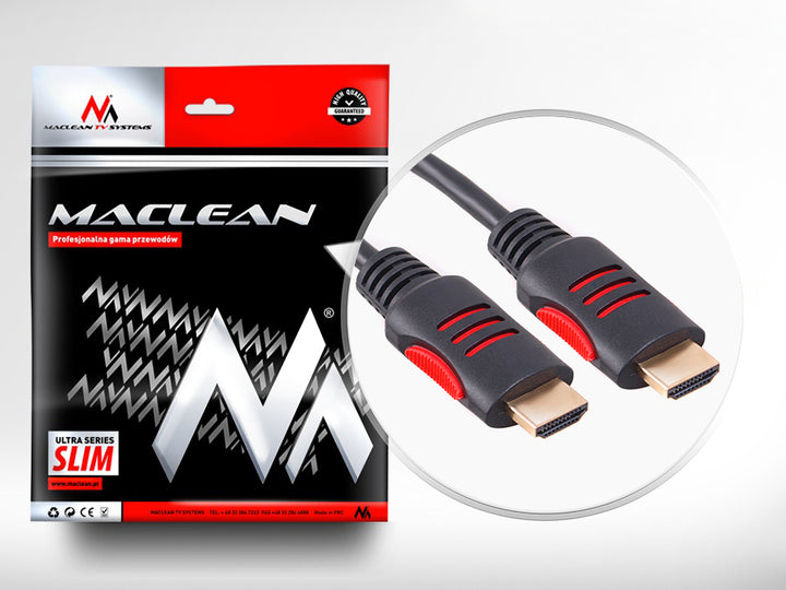 Kabel Maclean, kabel HDMI-HDMI, v1.4, s feritovými filtry, 5 m, MCTV-814