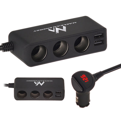 Maclean Rozdělovač zásuvky zapalovače x3 trojitá autozásuvka, černá, voltmetr, 2xUSB 6,8A, Maclean MCE117, max 120W