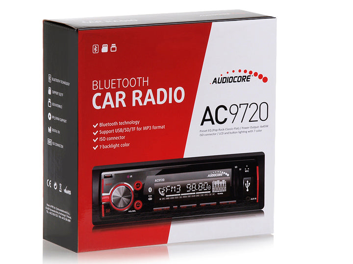 Autorádio Audiocore AC9720 Stereo MP3 / WMA / USB / RDS / SD ISO Bluetooth, vícebarevný displej