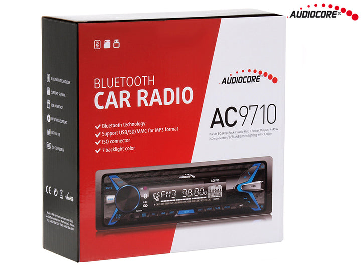 Autorádio Audiocore AC9710  Stereo MP3 / WMA / USB / RDS / SD Odejmovaný panel ISO Multicolor Bluetooth