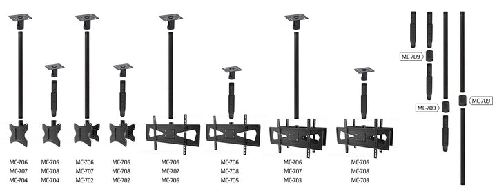 Stropní montážní konzola je jedním z prvků systému Profi Market System - sada pro samostavbu konzol pro LCD, LED a monitory různých značek