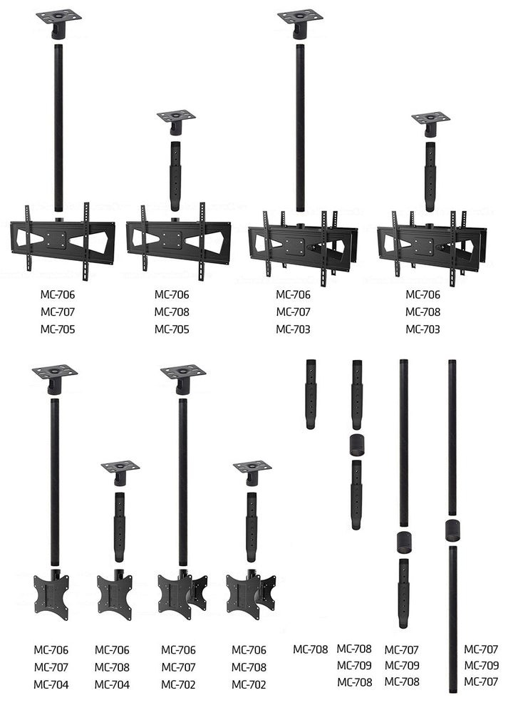 Stropní montážní konzola je jedním z prvků systému Profi Market System - sada pro samostavbu konzol pro LCD, LED a monitory různých značek