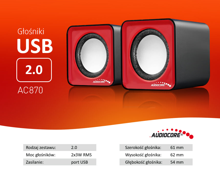 Audiocore AC870B Počítačové reproduktory 6W USB sada