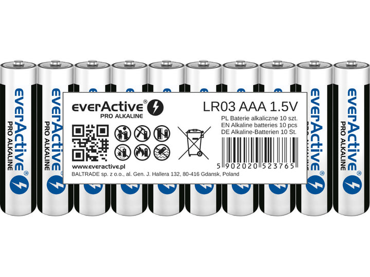 Alkalické baterie everActive LR03 AAA Sada 10 baterií