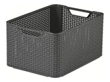 Plastový košík s krytem CURVER Rattan úložný box Rattan Style L šedý