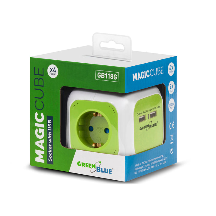 GreenBlue MagicCube 4x zásuvky 2x USB připojení 1.4m (Německo)