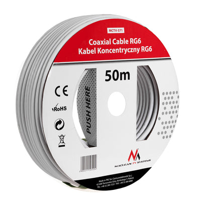 Koaxiální kabel RG6U satelitní 50M 1.0CCS Maclean MCTV-571