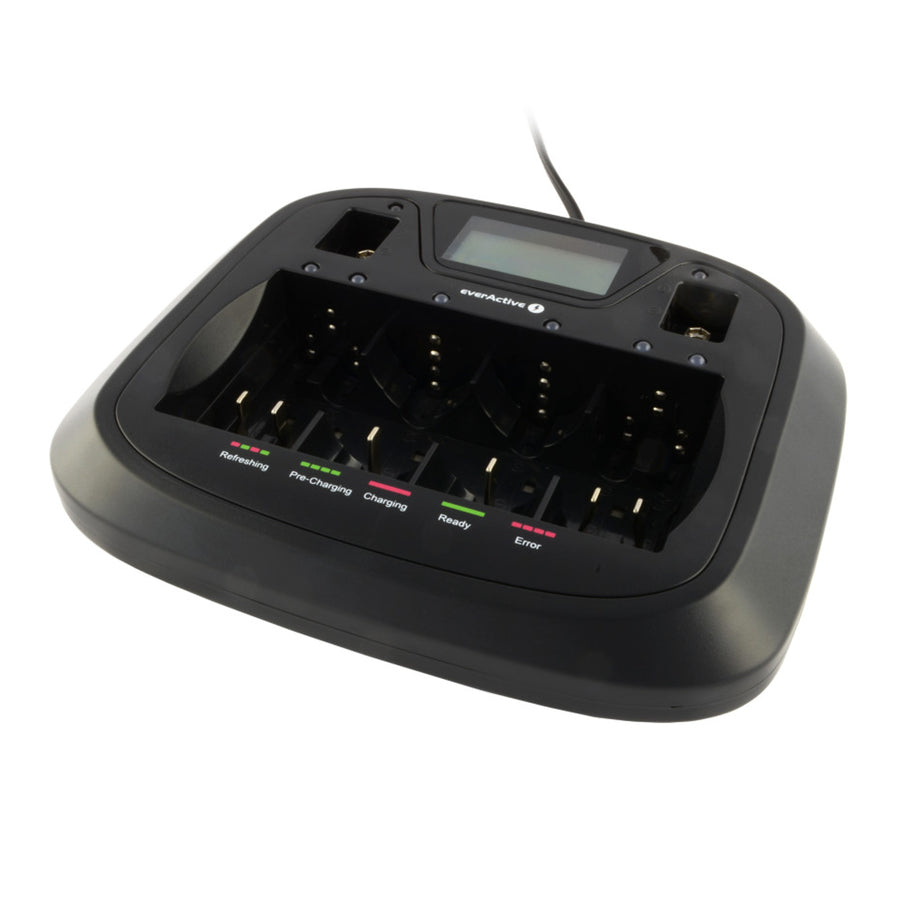 AA AAA CD 9V Professional 8kanálová nabíječka everActive NC-900U