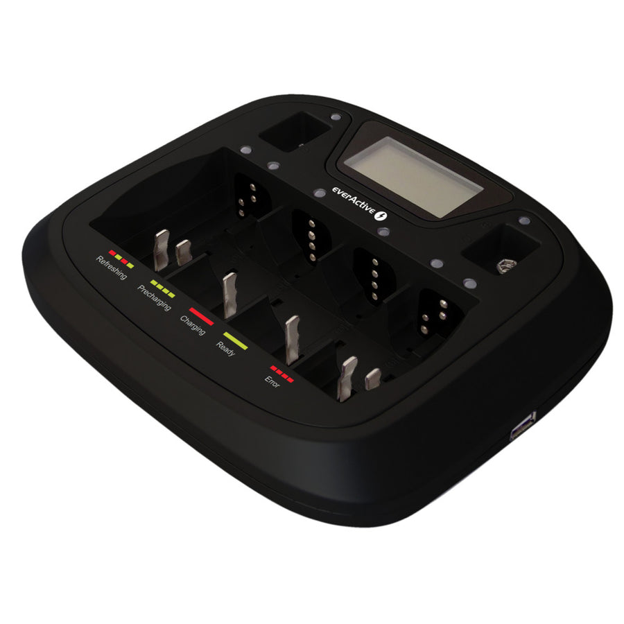 AA AAA CD 9V Professional 8kanálová nabíječka everActive NC-900U