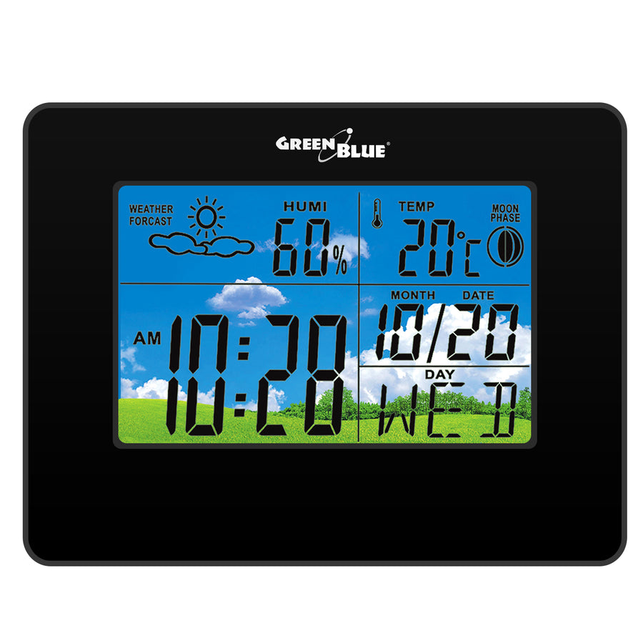 Meteostanice hodinový kalendář měsíc fáze GreenBlue GB148B černá