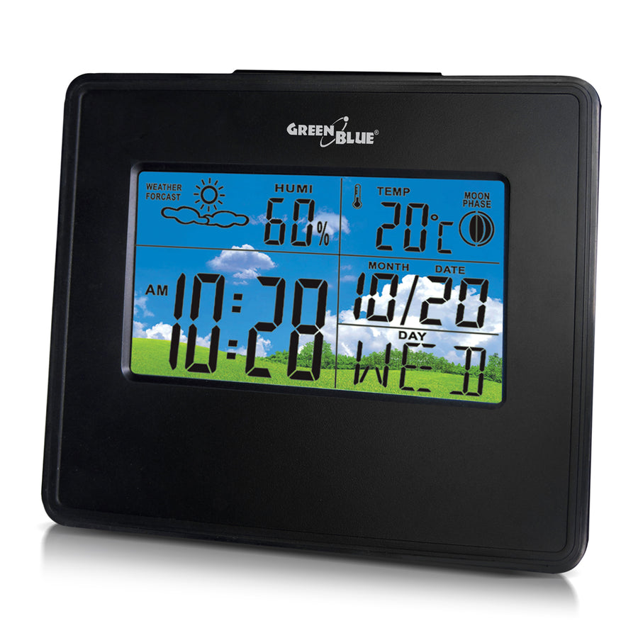 Meteostanice hodinový kalendář měsíc fáze GreenBlue GB148B černá