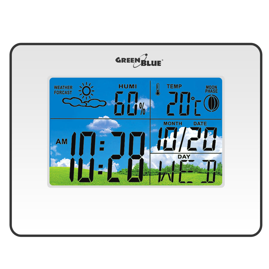Meteostanice hodinový kalendář měsíc fáze GreenBlue GB148B černá