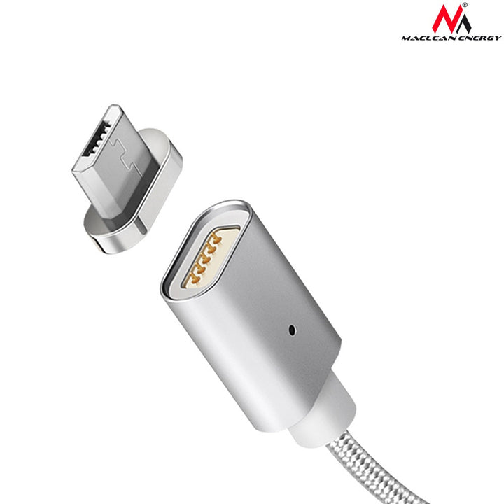 Magnetický micro USB kabel stříbrný Maclean MCE160