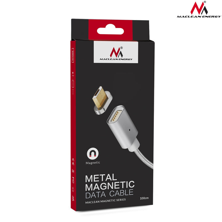 Magnetický micro USB kabel stříbrný Maclean MCE160