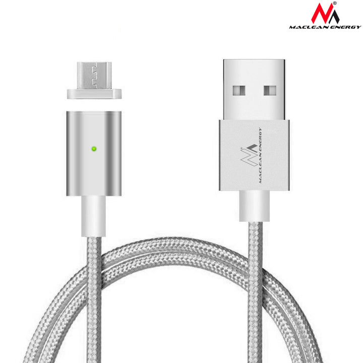 Magnetický micro USB kabel stříbrný Maclean MCE160